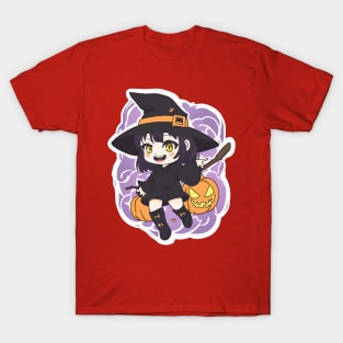 Witchcraft anime characters Chibi style of the Halloween season T-Shirt